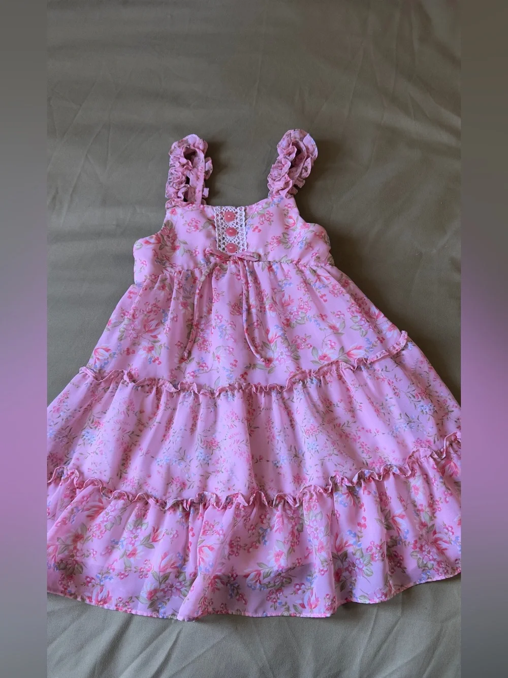 Jona Michelle Pink Floral Tie-Shoulder Dress